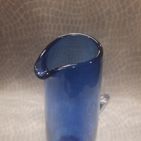 Gorgeous Vintage Hand Blown Glass Cobalt Blue Decorative Pitcher ~ Japan - Picture 6 of 9